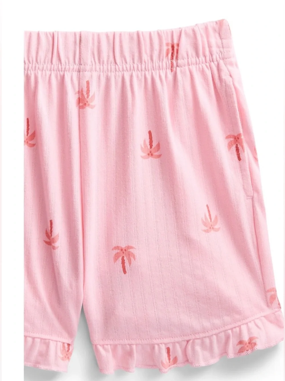 NWT Wonder Nation Girls 2-Piece Trapeze Top & Shorts Set Pink Palm Tree Print
